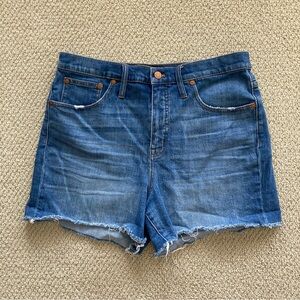 Madewell High-Rise Denim Shorts Size 31 Fringe Hem Stretch Jean Like New